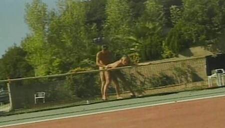 Beautiful blonde babe fucked on the grass