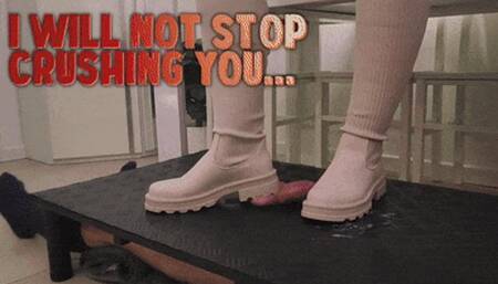 I Will Not Stop Crushing You Until I Hear the Safe Word! White Combat Socks Boots (45 Degrees Version) - TamyStarly - Cock Balls Crush Trample, Shoejob, CBT, Bootjob, Stomping
