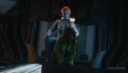 Futa Lady Hellbender x Gamora | Marvel's Guardians of the Galaxy