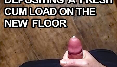 Wanking a Fresh Cum Load on to the Wooden Laminate Floor