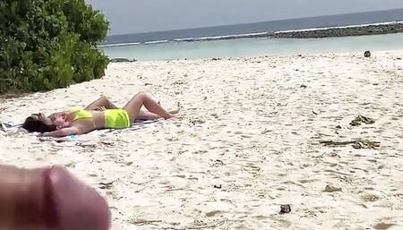 Pervert Jerks off Busty MILF and Her Stepdaughter and Cums on Their Faces While They Sunbath