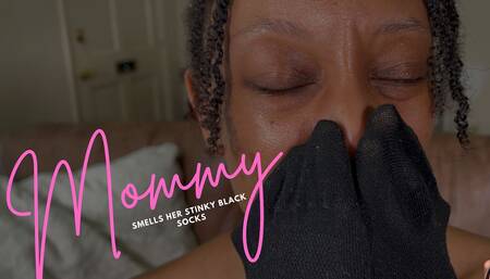 MILF Smells Her Stinky Black Socks