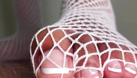 Pink Foxx Pedicure Feet in Fishnets