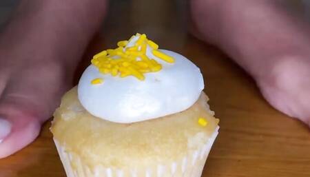 Ebony Girl Smashes Cupcakes with Her Feet