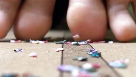 Giantess Smashing Little People on Yoga Mat