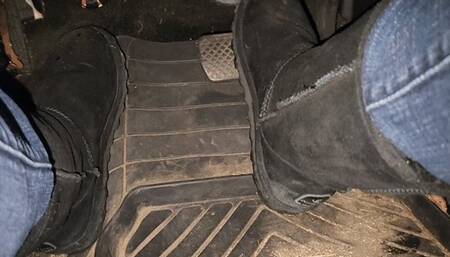 Driving in Black Bearpaw Boots