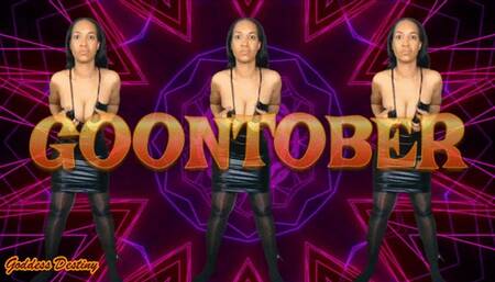 GOONTOBER 2024- The incredible Goddess Destiny teases locktober Chasity JOI and gooning in a tight leather dress and shiny Nylon stockings LOCKTOBER VS COCKTOBER VS GOONTOBER Which path will you choose?