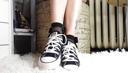 My Feet Are Tiny and Adorable in Converse, Especially with These Ankle Fishnet Socks with a Big Bow.
