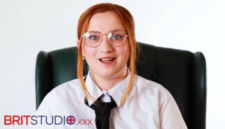 Sexy Redhead Secretary Gives JOI
