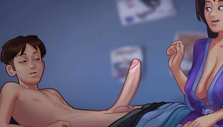 Summertime Saga - Stepmom Seduced Stepson to Fuck her - Animated Porn