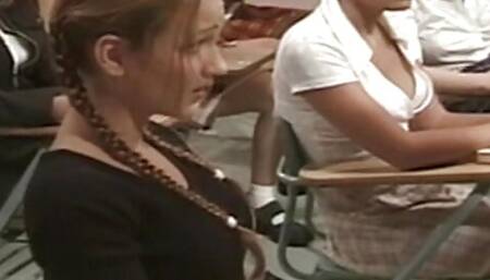 The classroom is the best place for a hot French lesbo orgy