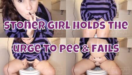 Smoking Chick Holding The Urge To Pee
