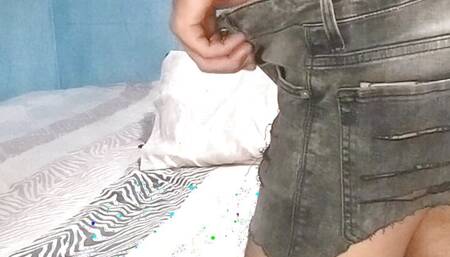 Cute boy wearing a chastity belt for the first time