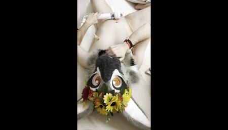 Furry Fursuit Cum on Face. Cum on Own Fursuit Head. Therian