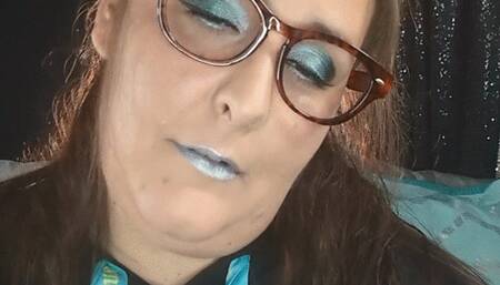 Up close silver lipstick smoking encouragement