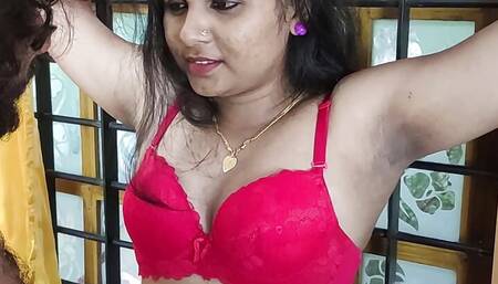 Bdsm and blindfolded Vaishnavy in saree and bra by Sharun Raj, Saree removal and hand tied blinfolded bra romance, Hot bdsm love