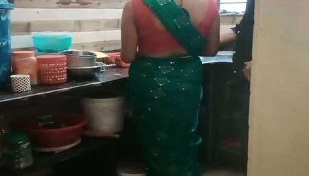 Desi bhabhi and brother-in-law lovingly in the kitchen