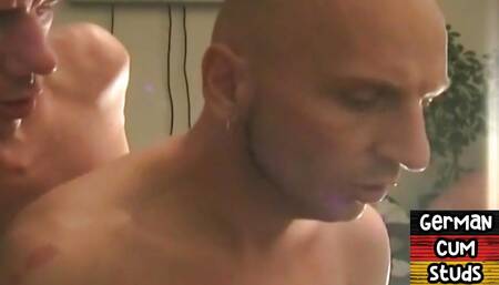 Cumeating German amateur gay eats fresh load after 3some