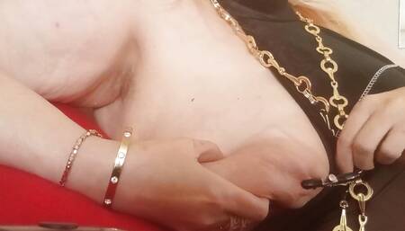 Big titties clamped n pinched enjoyed