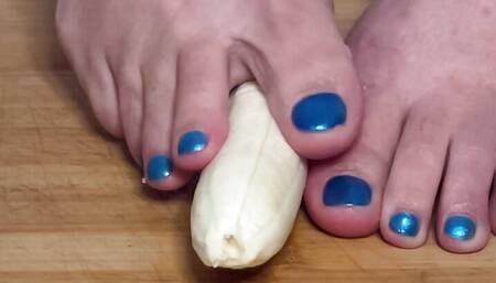 Foot play with a banana