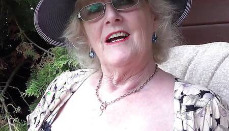 AuntJudys - 66yo Hairy Mature GILF Mrs. Claire Sucks Your Cock in the Garden (POV)