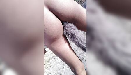 sexy naked shemale in public with heels and anal plug cute hot slut