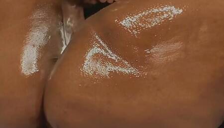 Big Oiled Ass BBW Gushing on BBC with Butt Plug