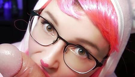 Petite German Step-Sister give POV Blowjob after Cosplay Event in Costume