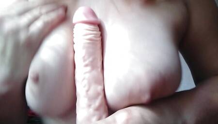 Hot Girl Plays with Her Big Tits and Dildo - Slow Motion