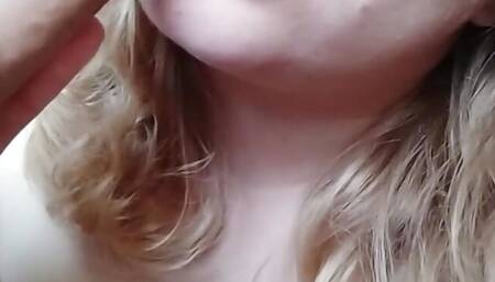 White Busty Girl Sucks Big Dildo - Solo Masturbation