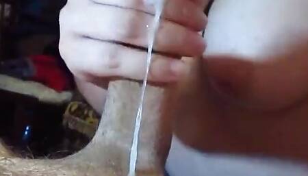 Hot Blowjob and Big Cock Handjob with Huge Cumshot and the End From Busty Girl