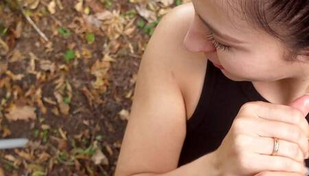 Female Teen Vlogger Sucks My Boner and Swallows Cum Outdoors