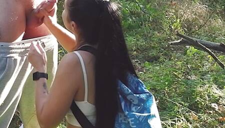 Tourist Teen Quickie Sucks and Fucks Outdoors