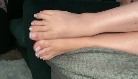 Worshipping Talia’s beautiful blue tip french pedi