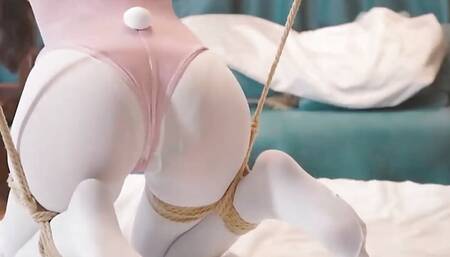 The Sexy White Silk Girl Was Tied up All Over Her Body