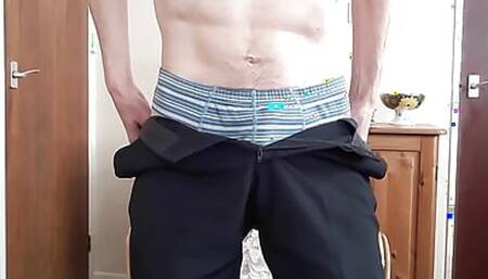 Stripping and masturbating.