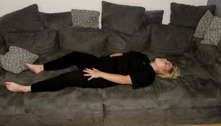 masturbation masturbating on the couch multiple orgasms moaning trembling twitching I twice fingering satisfyer