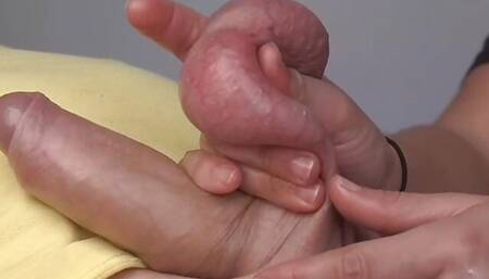 Squeezing cum out of balls Ballbusting Cum