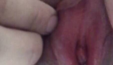 Zoomed closed-up virgin girl fingering tight foamy wet pussy