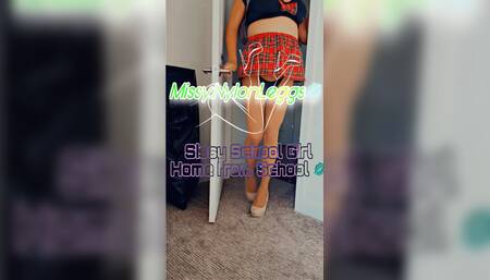 MissyNylonLeggs - Sissy School Girl Home From School????