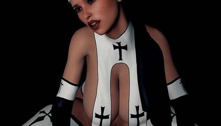 Naughty Nun has a Solo Anal Dildo Ride