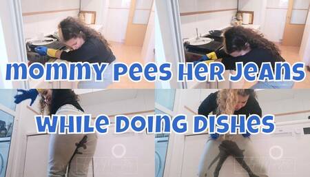 Step-Mommy Pees Her Jeans While Doing Dishes