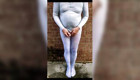 Cd outdoors. Piss my pantyhose and leotard.