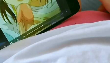 POV CUTE STUDENT TOUCHING HER PUSSY WHILE WATCHING HENTAI MORNING ORGASM