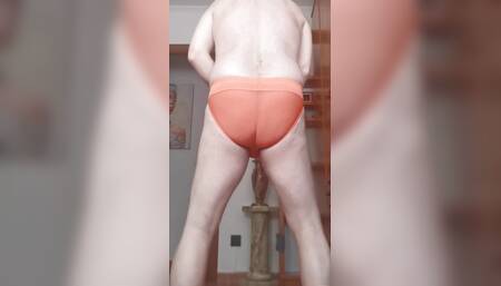 ORANGE SLIP WITH JOCKSTRAP