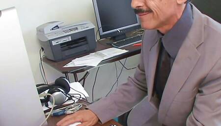 Nerdy Office Babe Takes Monstercock!