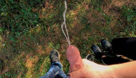 Naughty Nature Handjob - Outdoor Male POV Handjob With Huge Cum