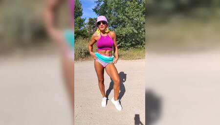 Pussy flashing on the road