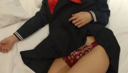 Sailor suit cosplay SEX of a mature woman around 50