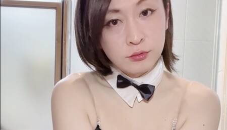 Anal masturbation in bunny “T”girl cosplay\n